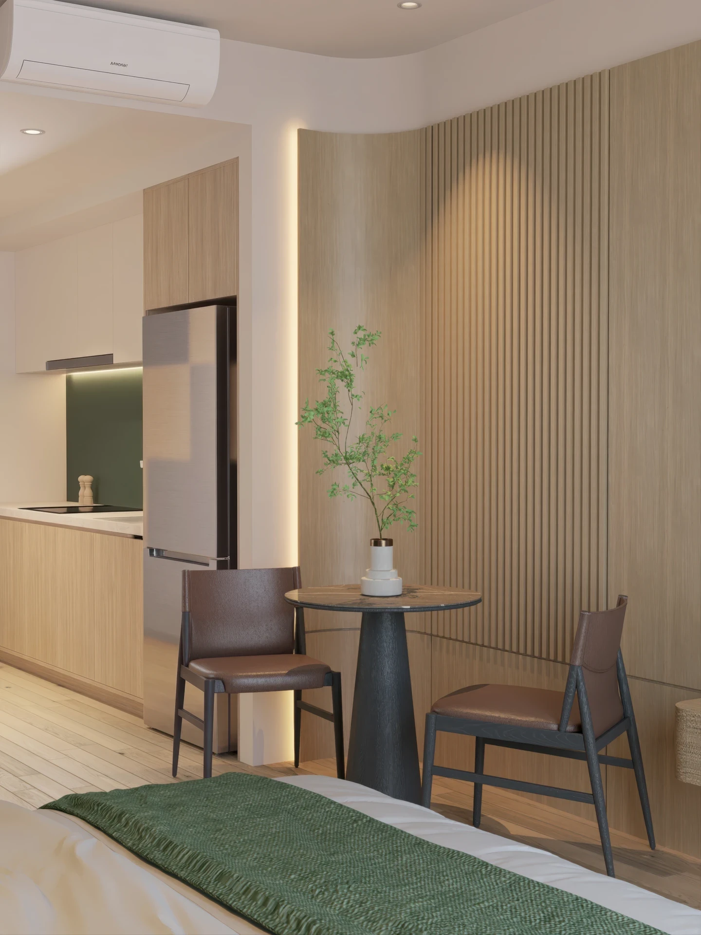 Phối cảnh góc làm việc bên cửa sổ căn hộ Studio tại dự án The CityOn Ocean Park 3.