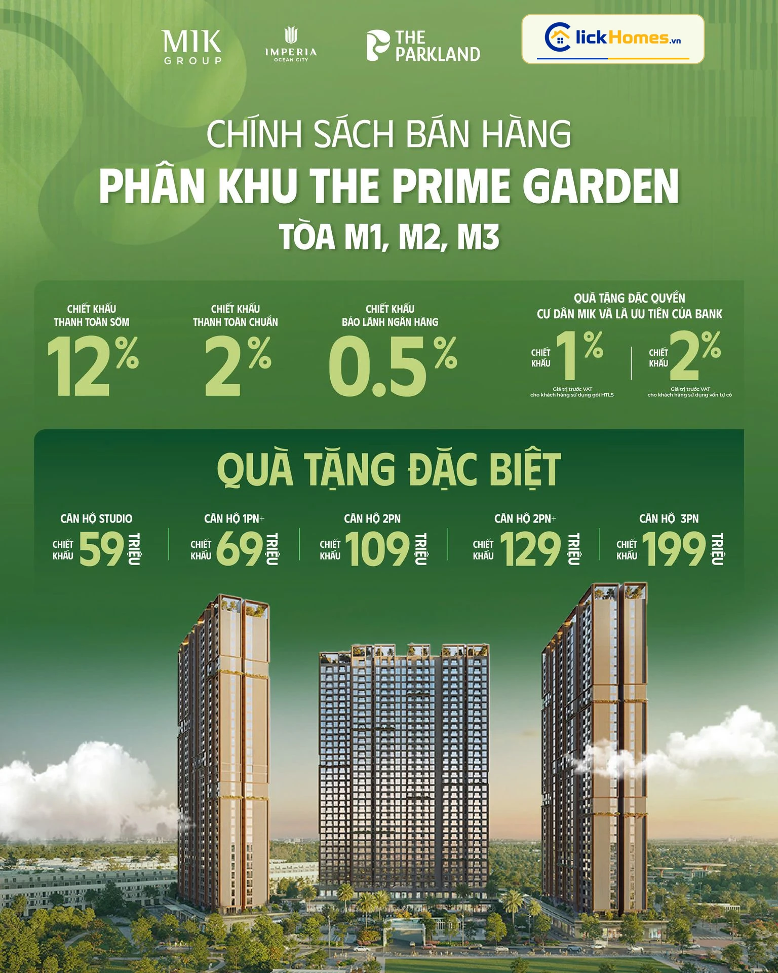 Chính sách bán hàng Prime Garden The Parkland Imperia Ocean City