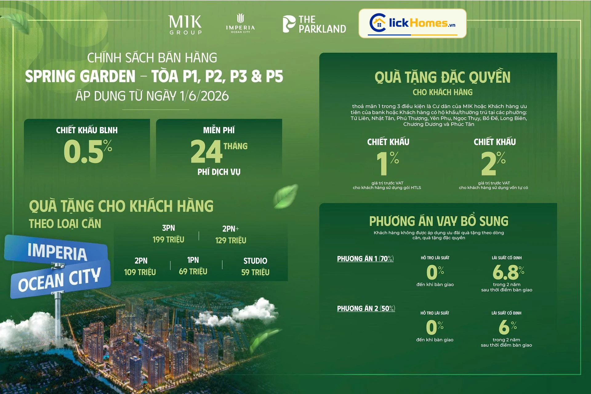 Chính sách bán hàng tháng 6 - Phân khu Spring Garden