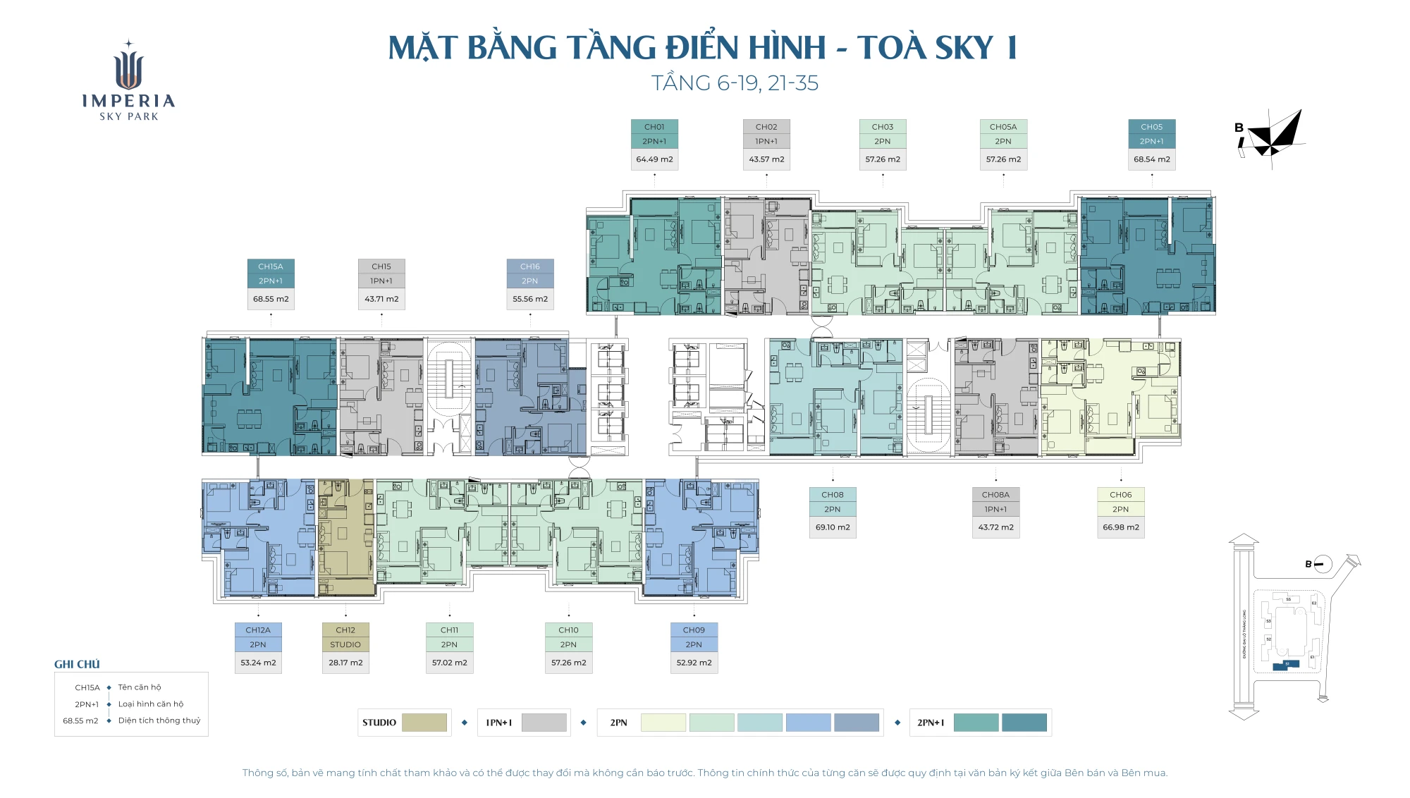Mặt bằng tầng 6-19 và 21-35