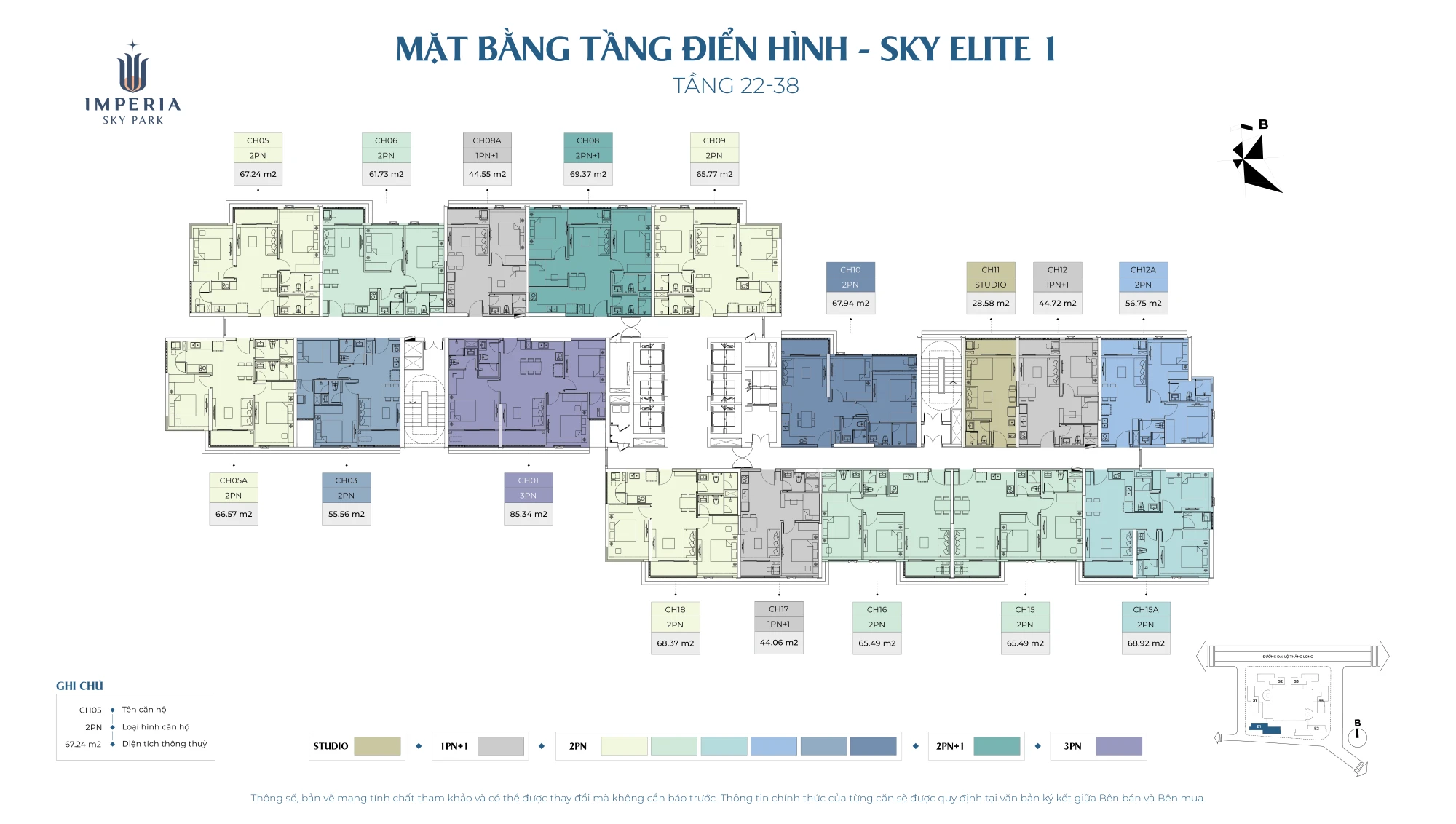 Mặt bằng tầng 22-38