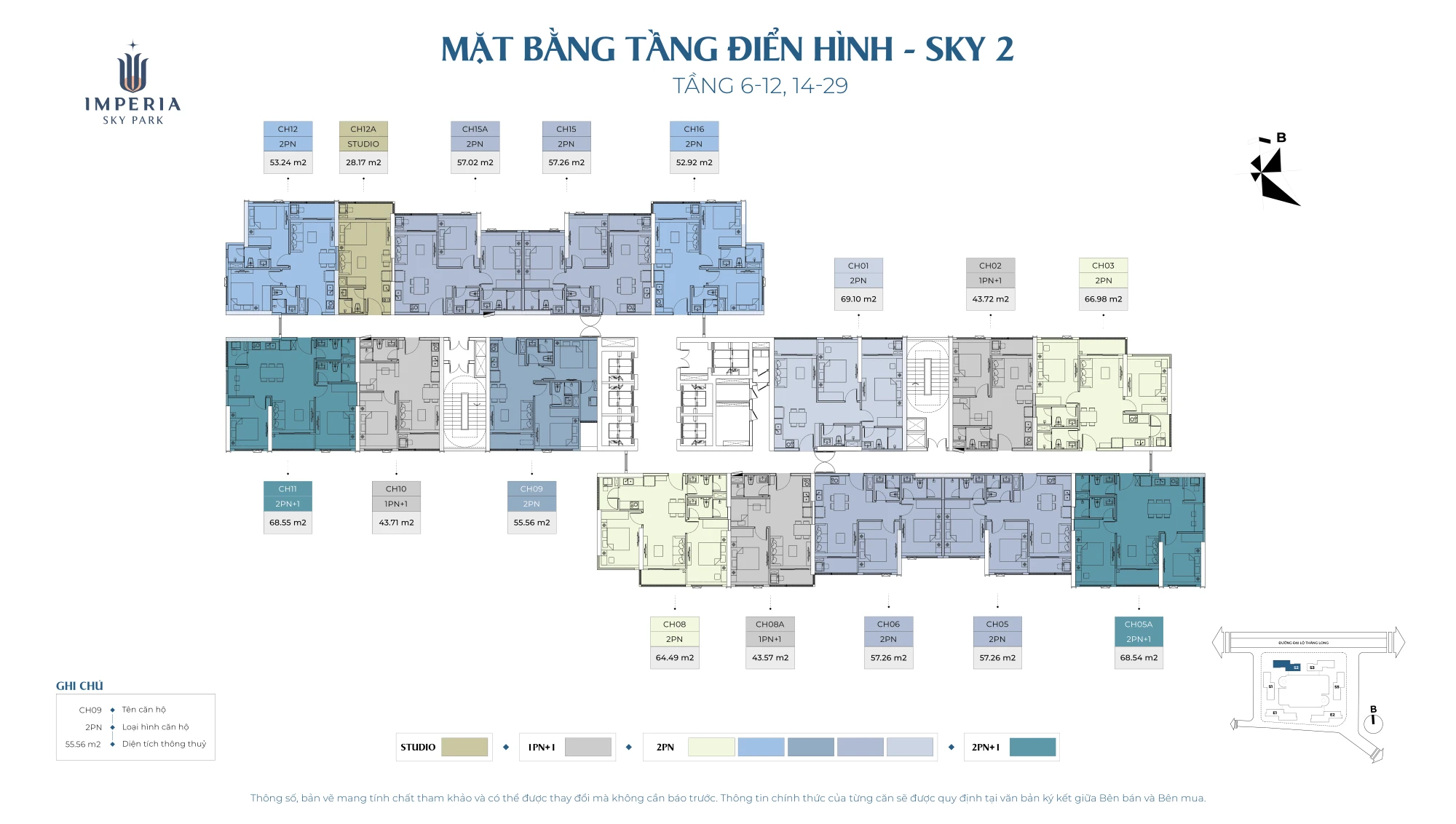 Mặt bằng tầng 6-12 và 14-29