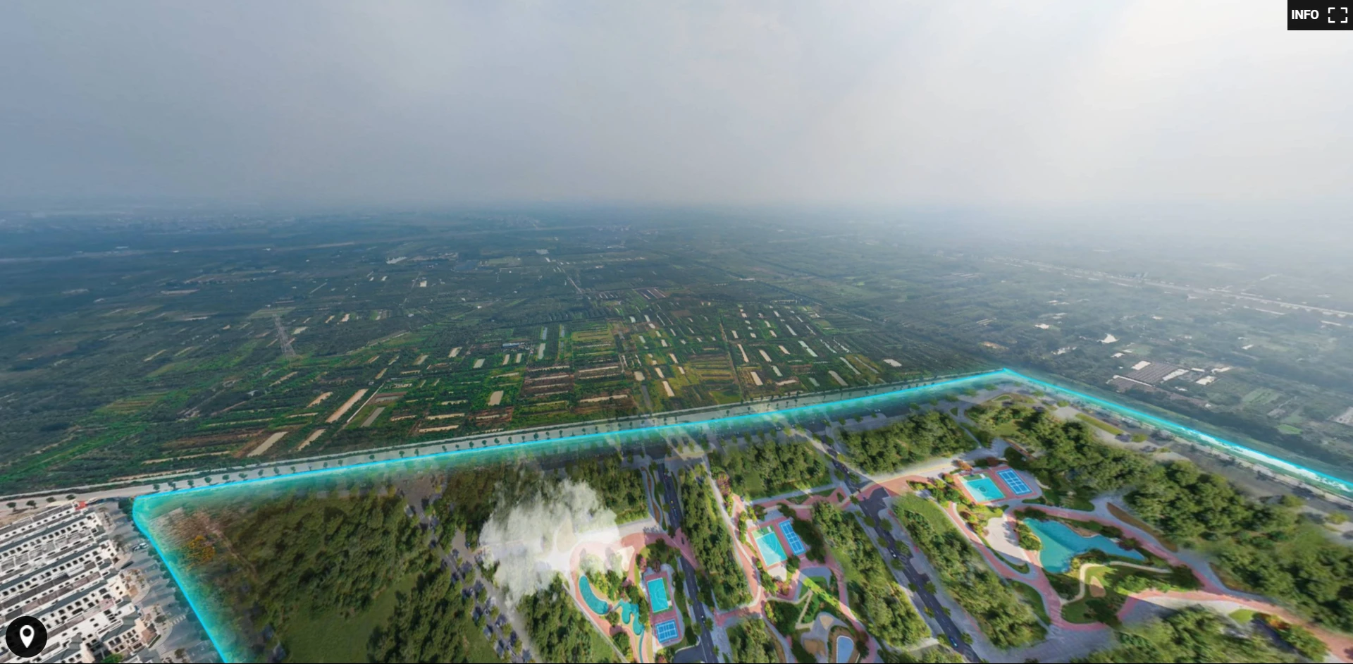 View 360 Imperia Ocean City - The Park Land Hướng view nhìn sang Phố Hiến